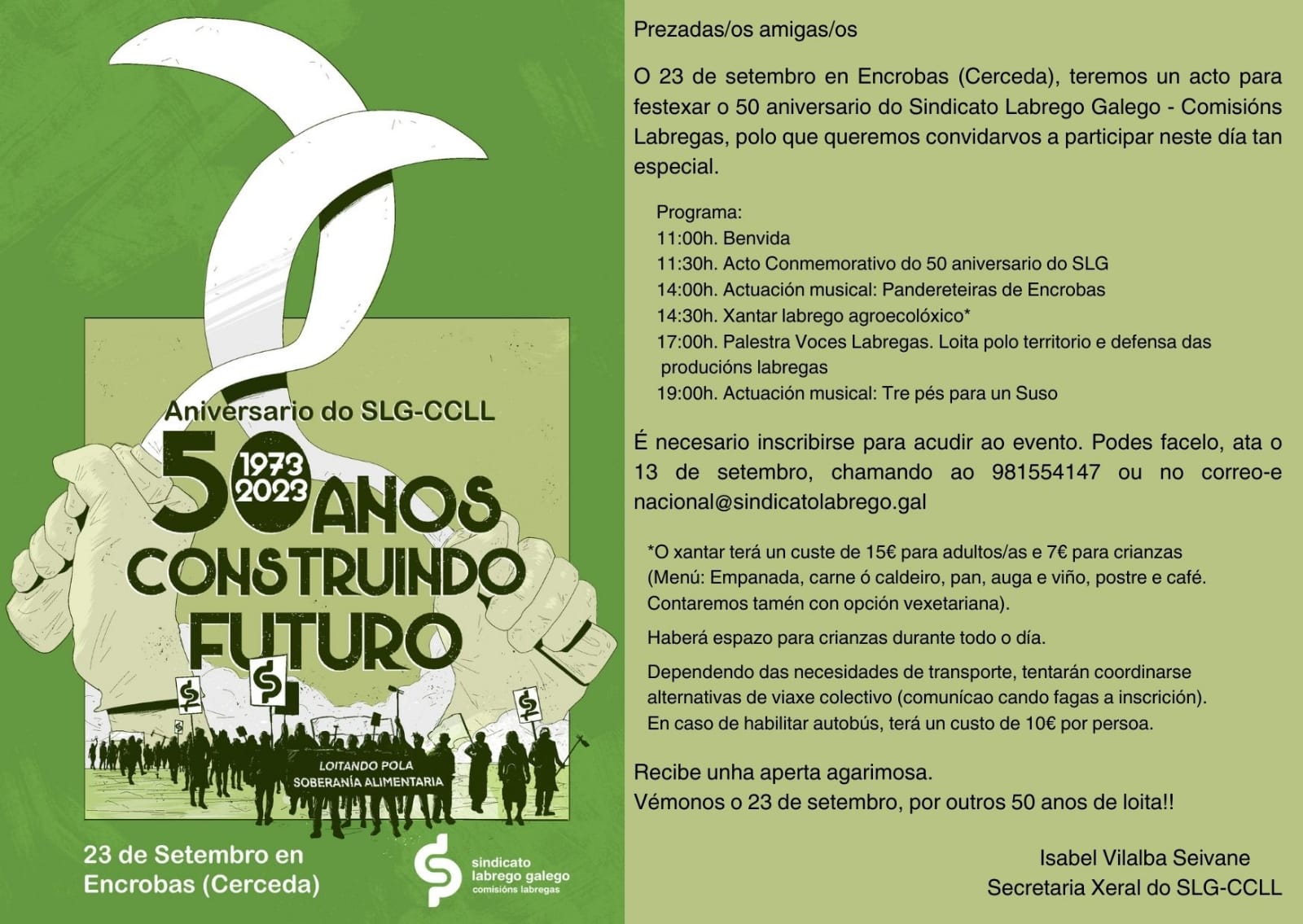 A Irmandade presente nos 50 anos do Sindicato Labrego Galego-CCLL
